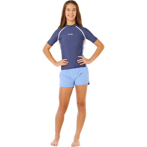 2026 Rip Curl Junior Surf Revival Short Sleeve Rash Vest 14BGRV - Navy